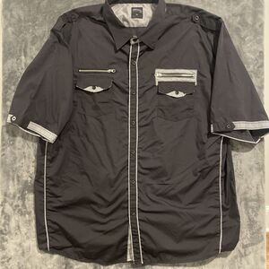 Vertical Sport Men's 5XL Dark gray Button-Up Short-sleeve Shirt Casual